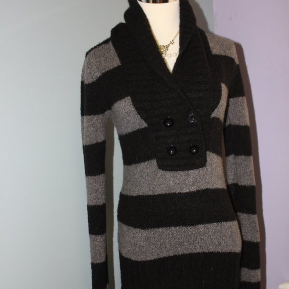 🖤 VTG Arizona Jeans Gray Black Stripe Sweater Size Medium - Picture 1 of 6